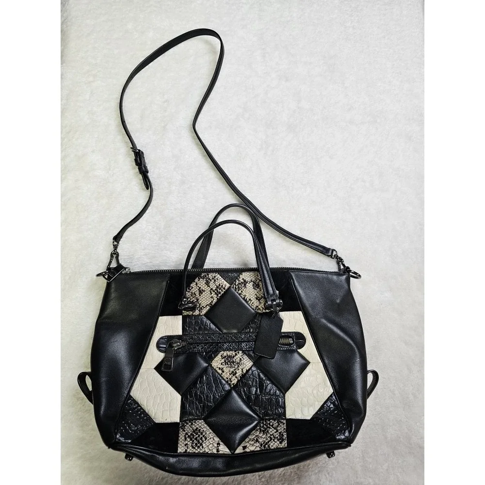 Coach Canyon Quilt Primrose Satchel In Exotic Embossed Leather 38295